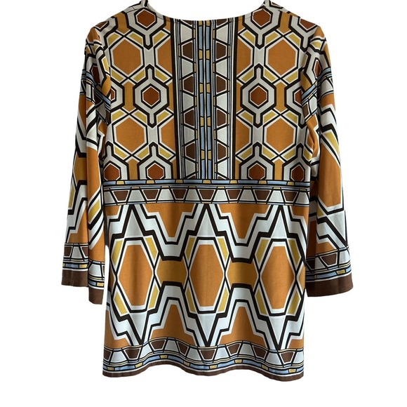 Chicos Women’s Size Small African 70s V Neck Inspired Tunic Blouse Top - Picture 3 of 8